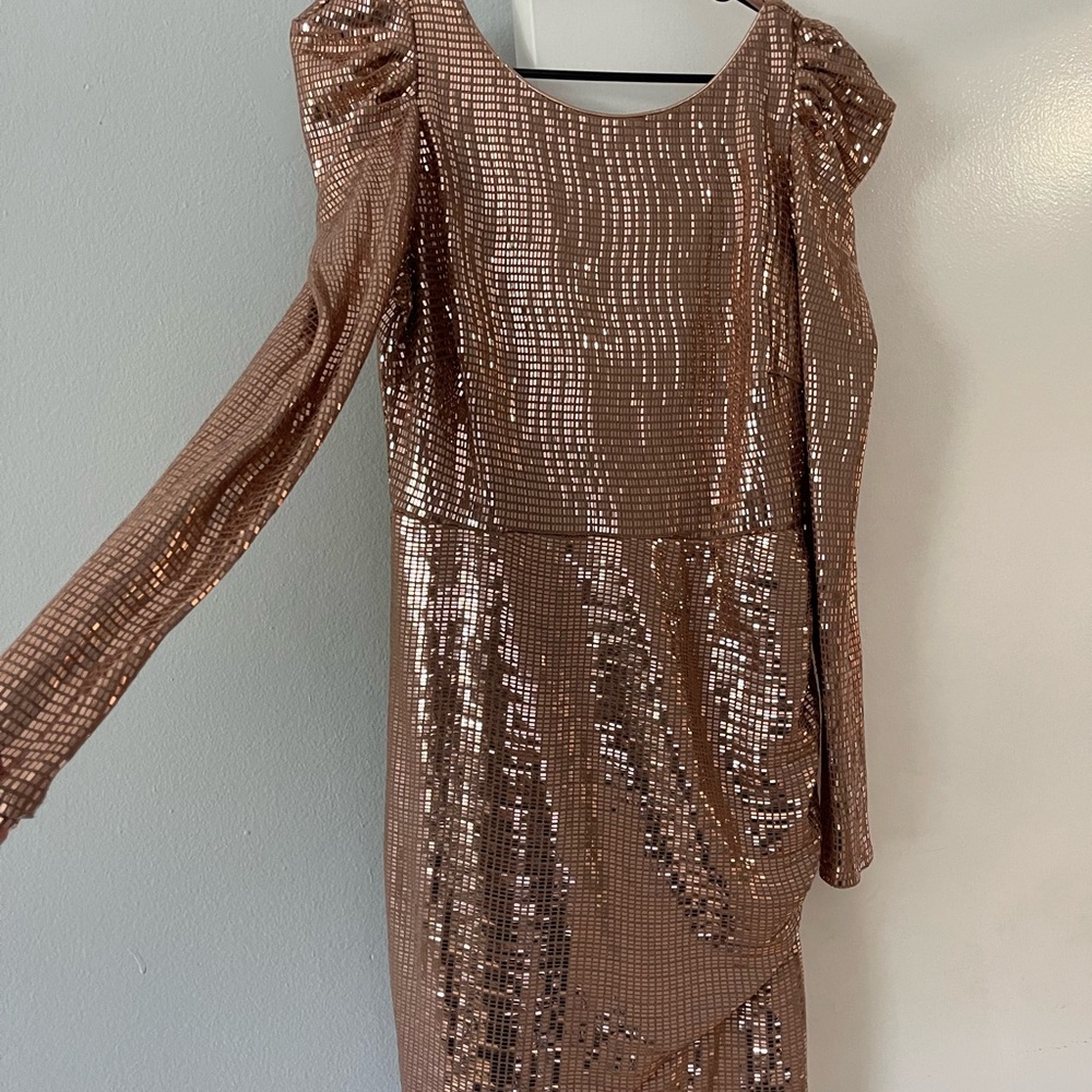 Aqua Sequin Mini Dress in Bronze
